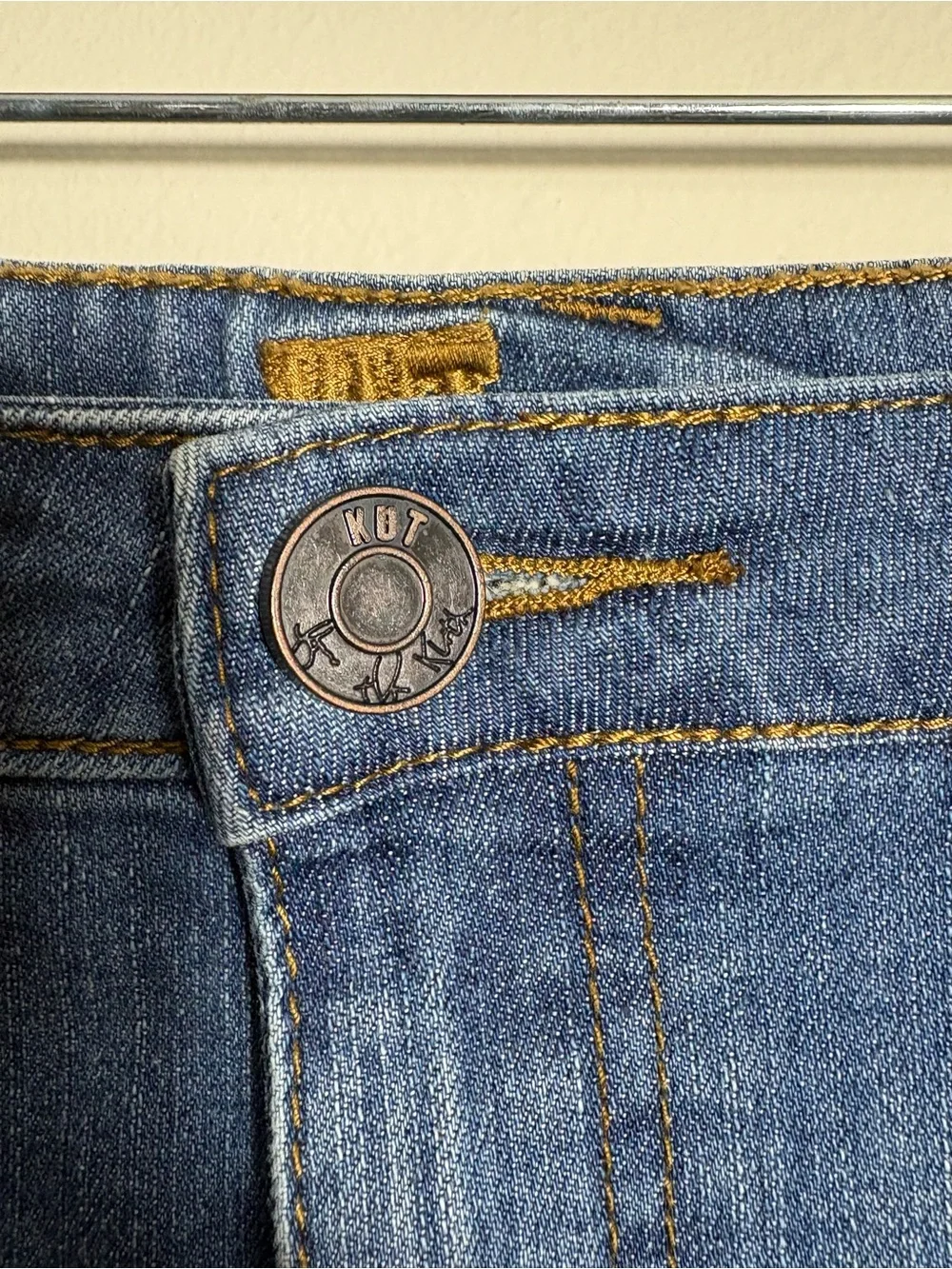 KUT From the Kloth Denim Pencil Skirt Size 8 Blue Stretch Jean Y2K Midi